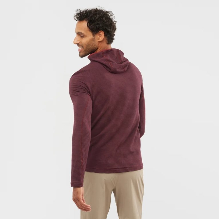 Salomon Essential Lightwarm Hooded Men's Jackets Burgundy | CA 68H49